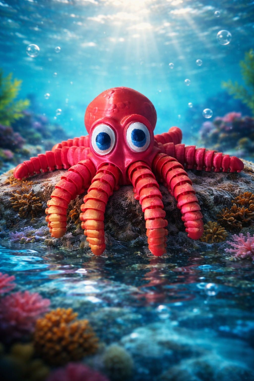 Ruchoma Ośmiornica 3D – Fidget Toy z Ręcznie Malowanymi Oczami