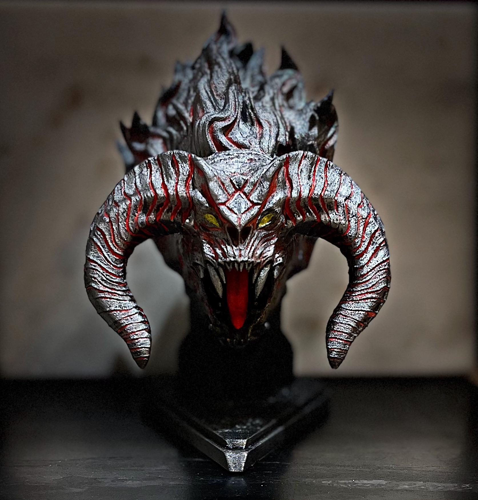 Balrog Bust – Dark Fantasy Statue – 3D Printed Collectible