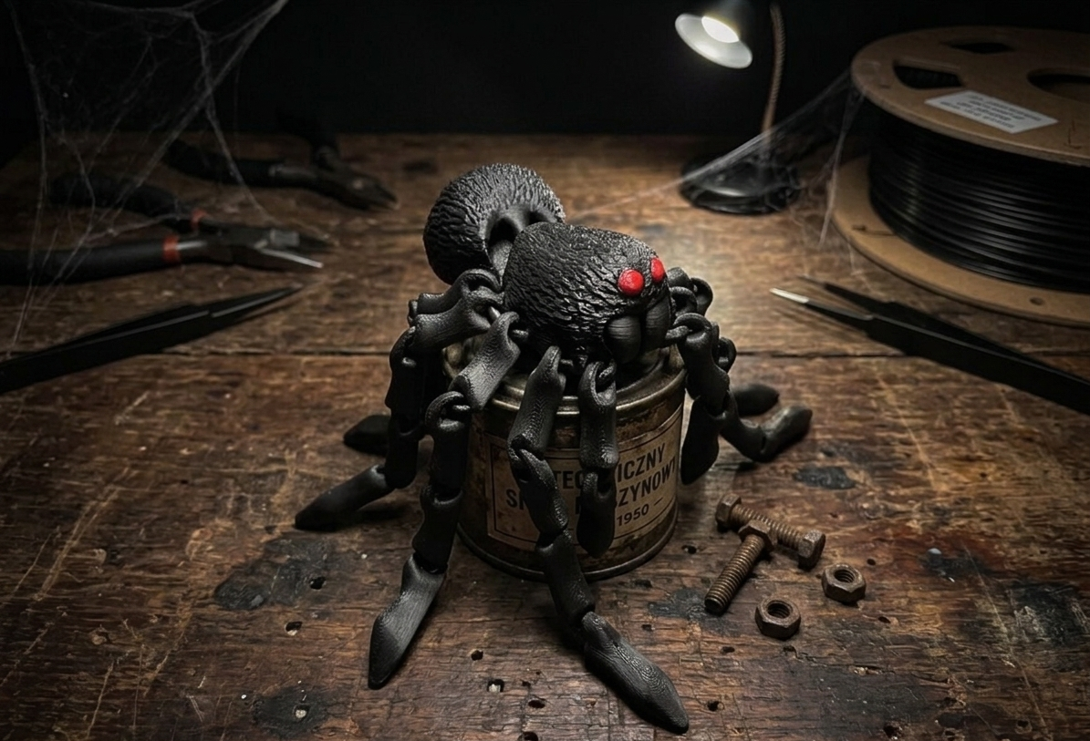 Duży Ruchomy Pająk 3D – 30 cm | Figurka Antystresowa PLA
