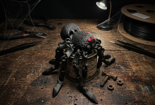 Duży Ruchomy Pająk 3D – 30 cm | Figurka Antystresowa PLA