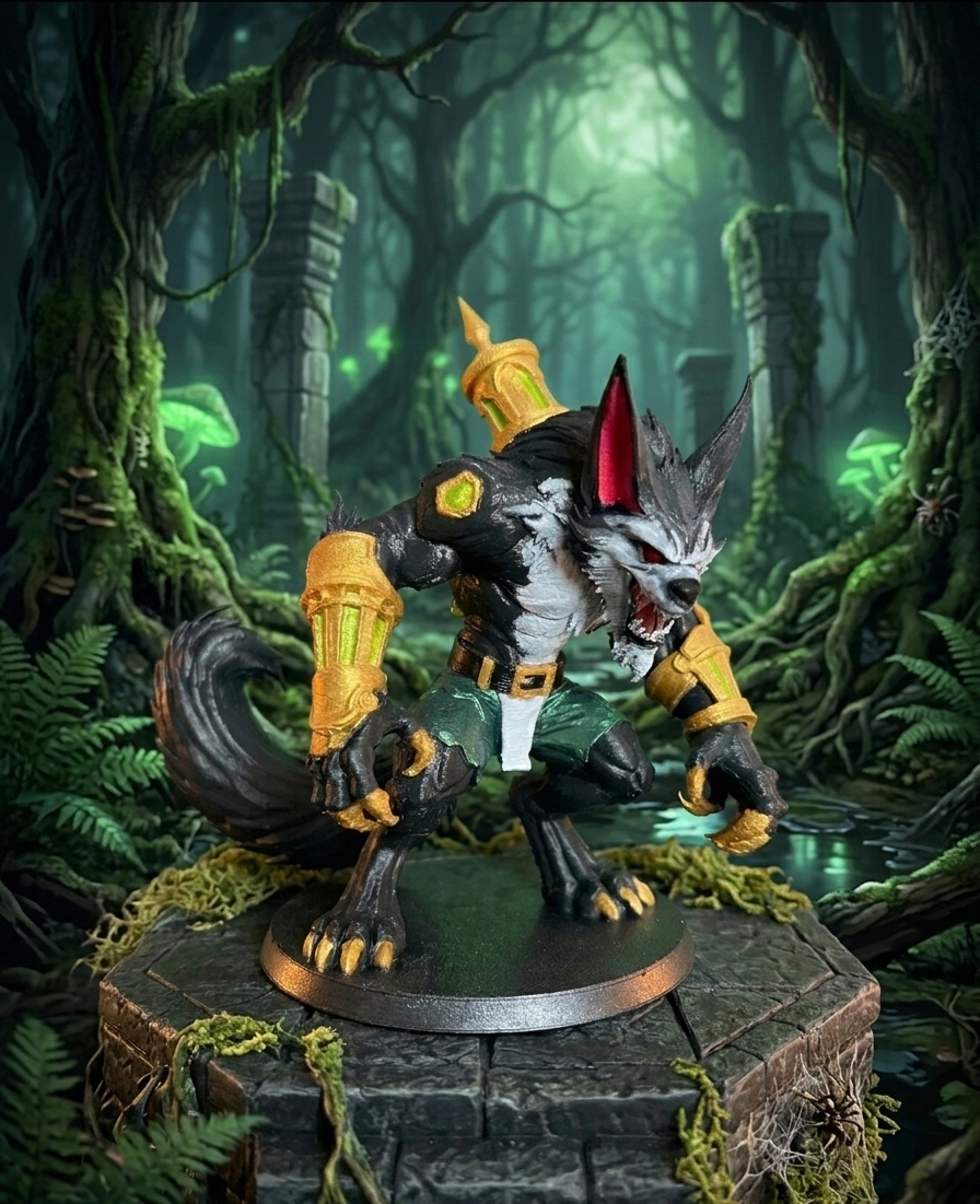 Figurka Warwick – Ręcznie Malowany Wilkołak | Unikatowy Fanart 3D