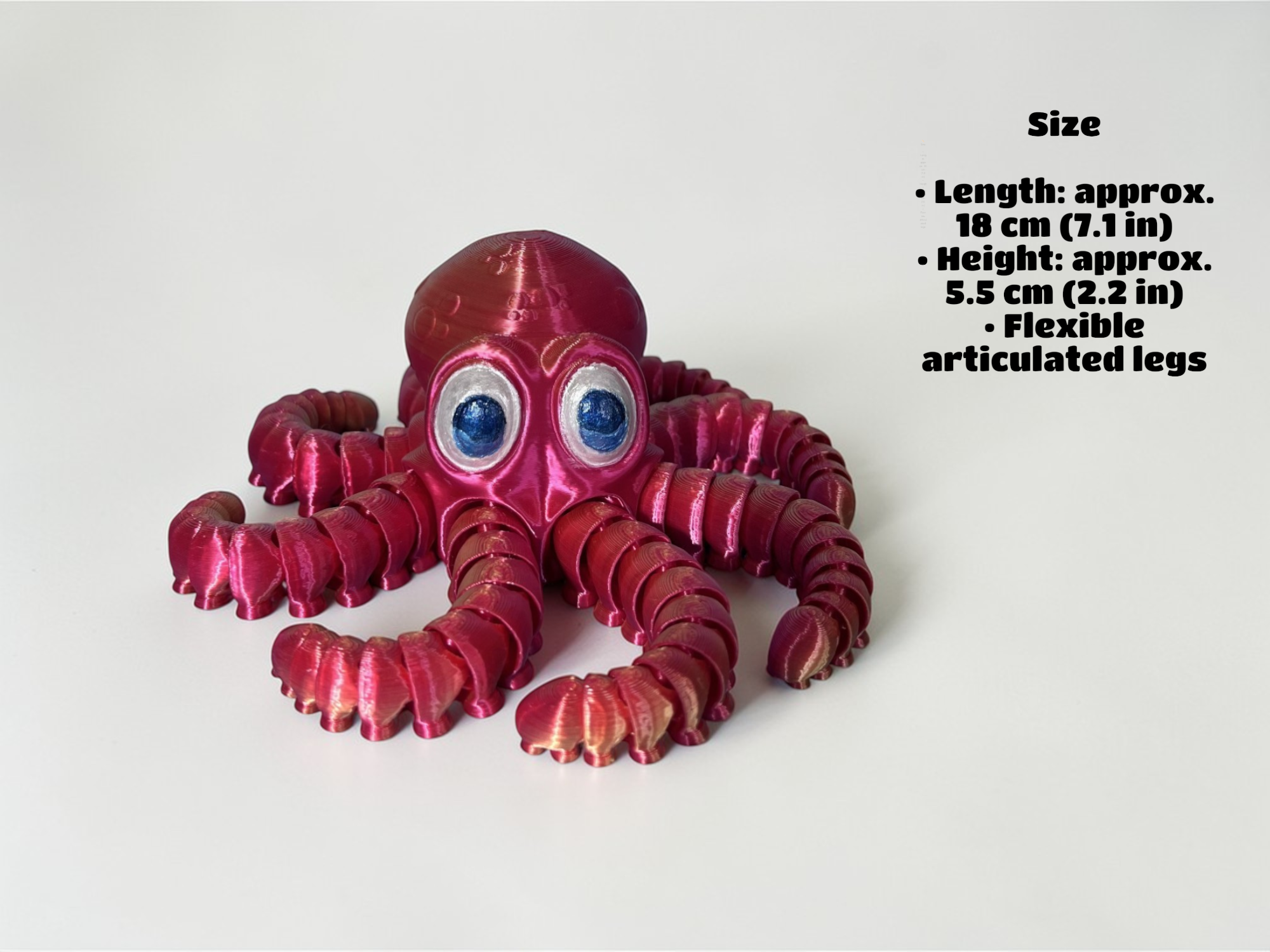 Ruchoma Ośmiornica 3D – Fidget Toy z Ręcznie Malowanymi Oczami