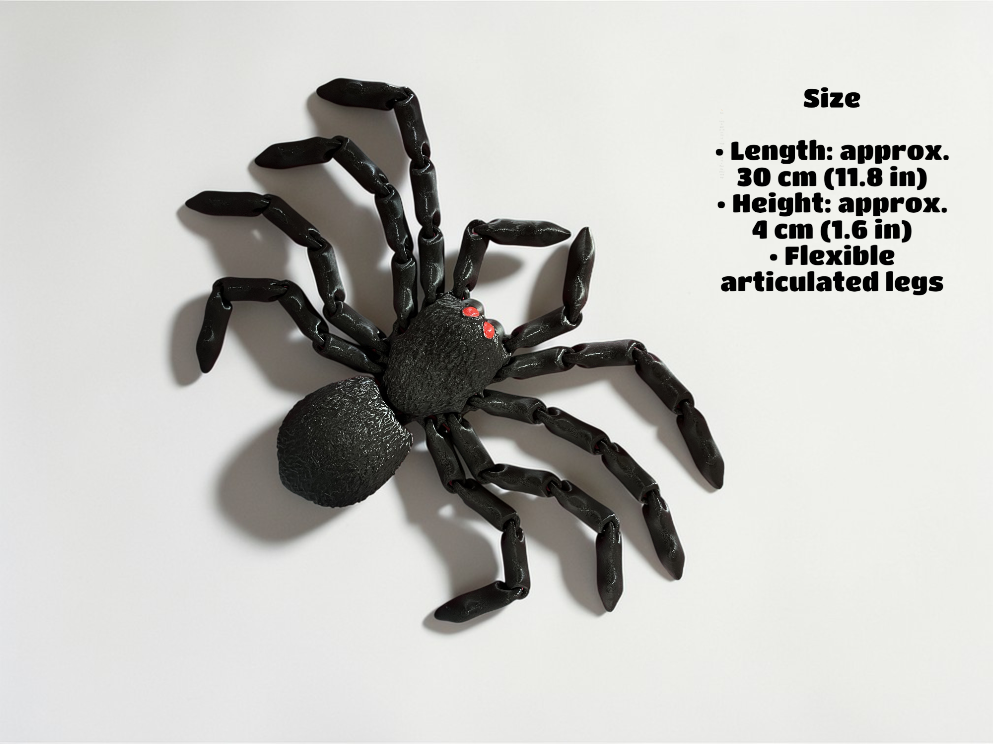 Duży Ruchomy Pająk 3D – 30 cm | Figurka Antystresowa PLA