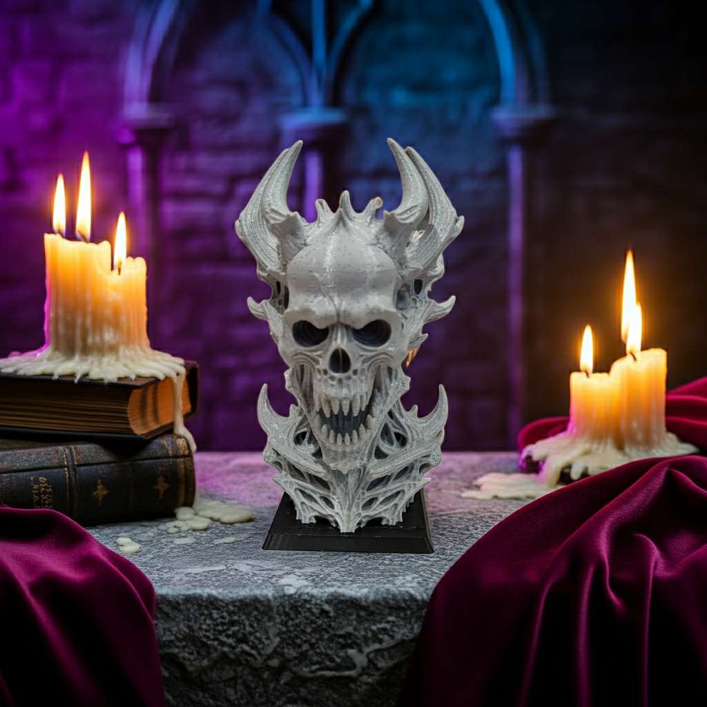 Mroczne Popiersie Demon Skull – Stylowa Figurka Kolekcjonerska 16 cm