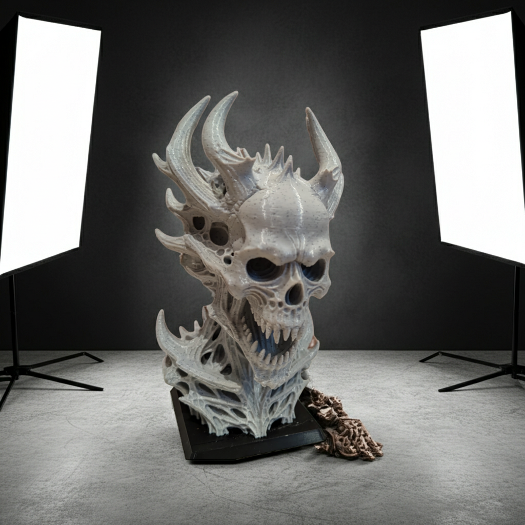 Mroczne Popiersie Demon Skull – Stylowa Figurka Kolekcjonerska 16 cm